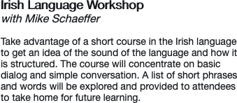 Irish Language Workshop with Mike Schaeffer